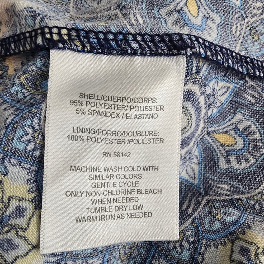 London Times Blue Medallion Tile Print Sleeveless Maxi Dress Size 8 Empire Waist - Picture 9 of 10